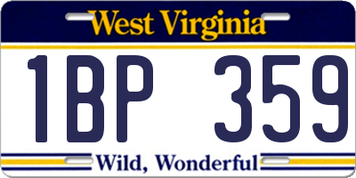 WV license plate 1BP359