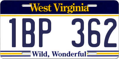 WV license plate 1BP362