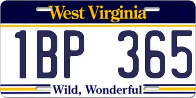 WV license plate 1BP365