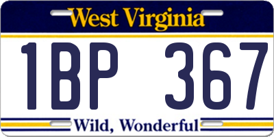 WV license plate 1BP367