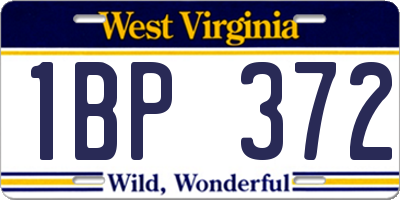 WV license plate 1BP372