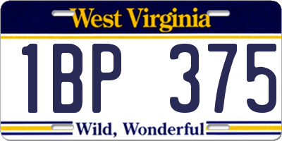 WV license plate 1BP375