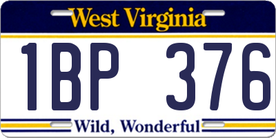 WV license plate 1BP376
