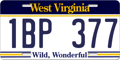 WV license plate 1BP377