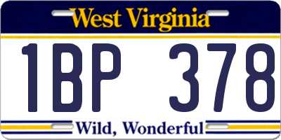 WV license plate 1BP378