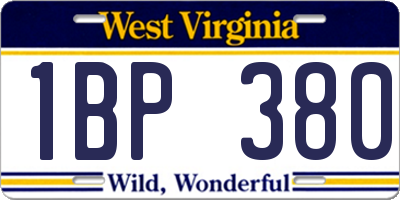 WV license plate 1BP380