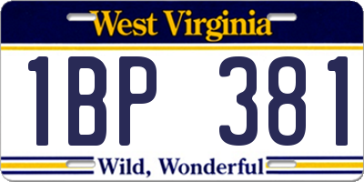 WV license plate 1BP381