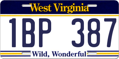 WV license plate 1BP387