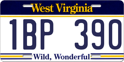 WV license plate 1BP390