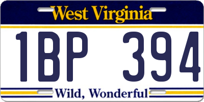 WV license plate 1BP394