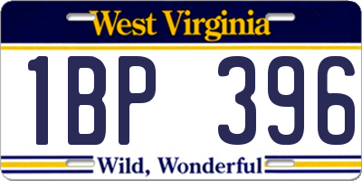 WV license plate 1BP396