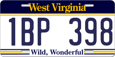WV license plate 1BP398