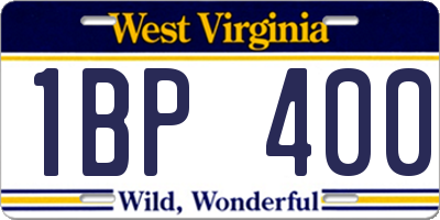 WV license plate 1BP400