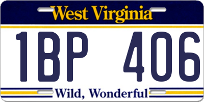 WV license plate 1BP406