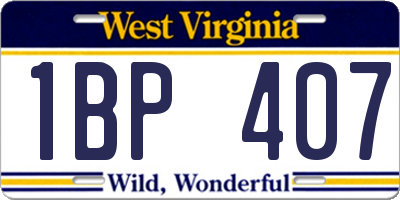 WV license plate 1BP407