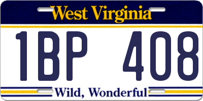 WV license plate 1BP408