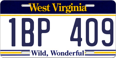 WV license plate 1BP409