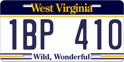 WV license plate 1BP410