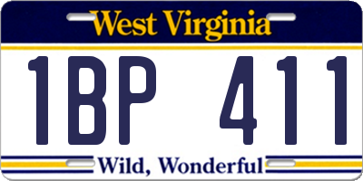 WV license plate 1BP411