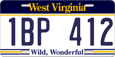 WV license plate 1BP412