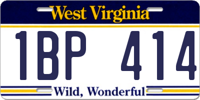 WV license plate 1BP414