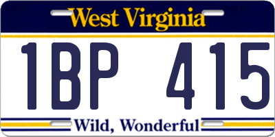 WV license plate 1BP415