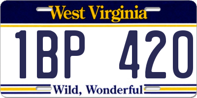 WV license plate 1BP420