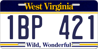 WV license plate 1BP421