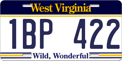 WV license plate 1BP422