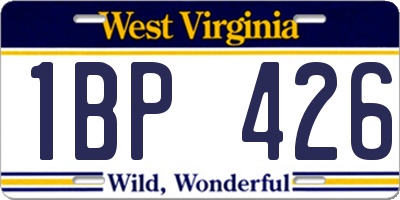 WV license plate 1BP426