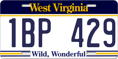 WV license plate 1BP429