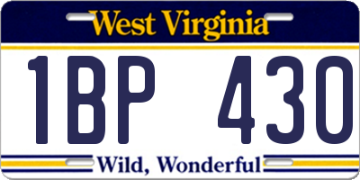 WV license plate 1BP430