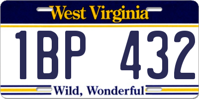 WV license plate 1BP432