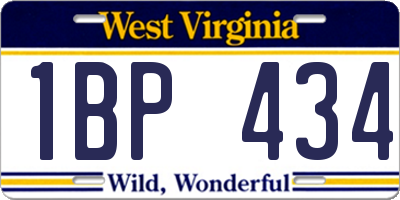 WV license plate 1BP434