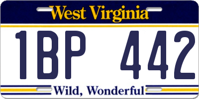 WV license plate 1BP442