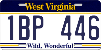 WV license plate 1BP446