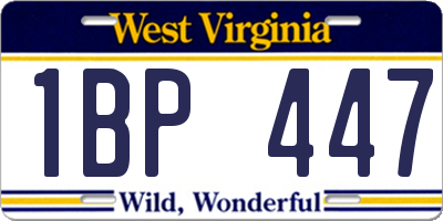 WV license plate 1BP447