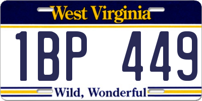WV license plate 1BP449