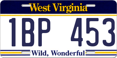 WV license plate 1BP453