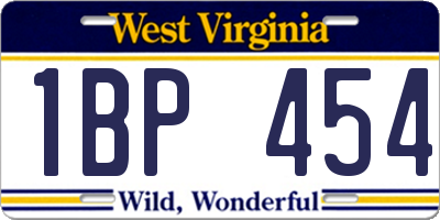 WV license plate 1BP454