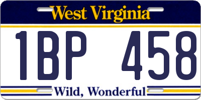 WV license plate 1BP458