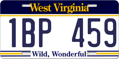 WV license plate 1BP459