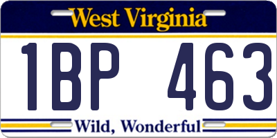 WV license plate 1BP463