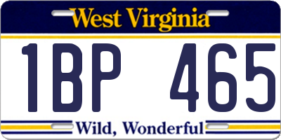 WV license plate 1BP465