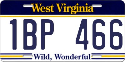 WV license plate 1BP466