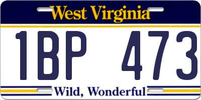 WV license plate 1BP473
