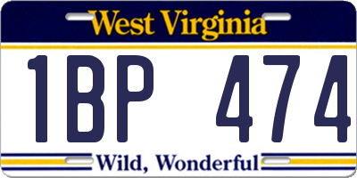 WV license plate 1BP474