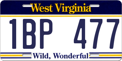 WV license plate 1BP477
