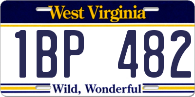 WV license plate 1BP482