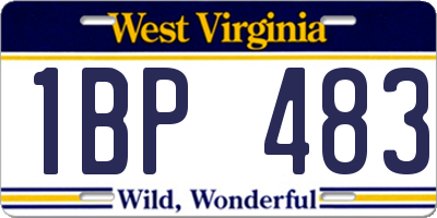 WV license plate 1BP483